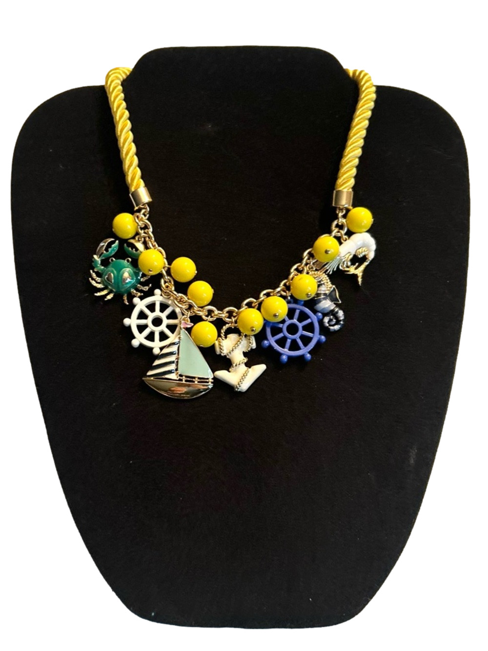 Talbots Yellow And Blue Nautical Charm Necklace Nwot